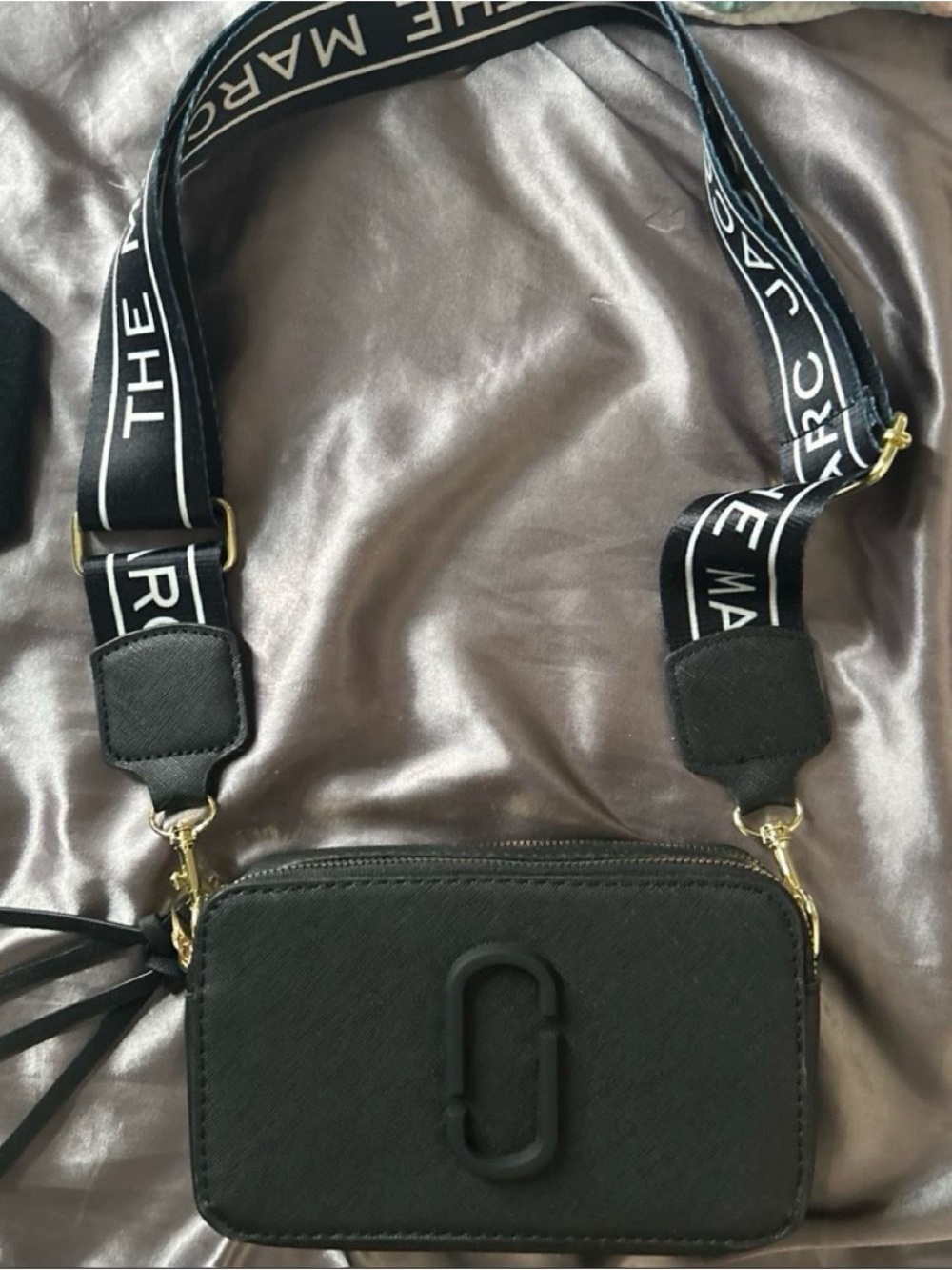 Jacob Black Crossbody Camera Bag with Branded Strap